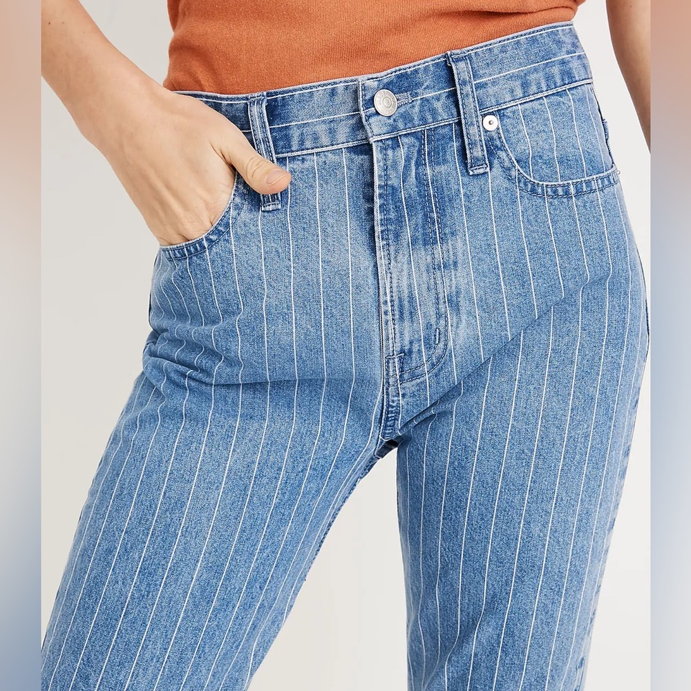 Madewell Blue Pinstripe Straight-Leg Jeans